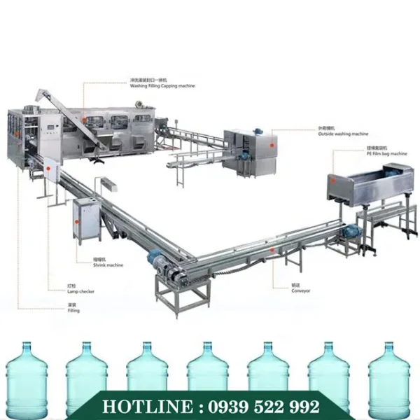 Dây Chuyền Sản Xuất Nước Uống Đóng Bình Tự Động 100-150B/H 13 day chuyen san xuat nuoc uong dong binh tu dong 100 150 6
