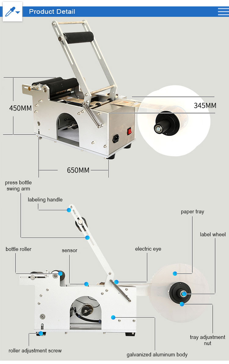 Máy Dán Decal Chai Tròn Bán Tự Động Có In Date - Ảnh 2